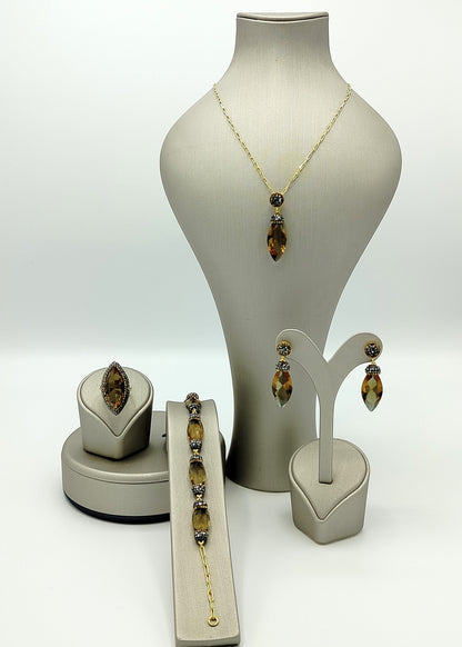 Elegant Sultanite Jewelry Set - Gold-Plated Silver