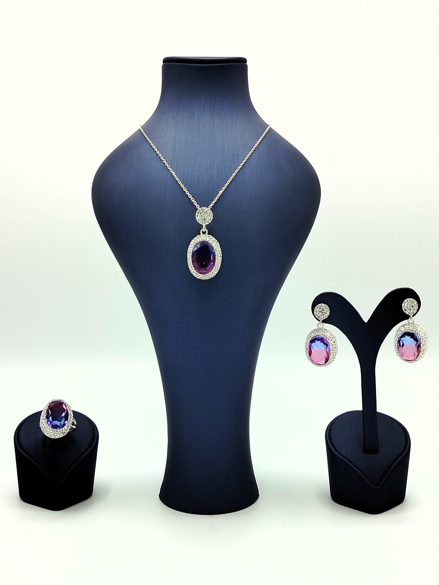 Luxurious Amethyst Purple Gold-Plated Silver Jewelry Set