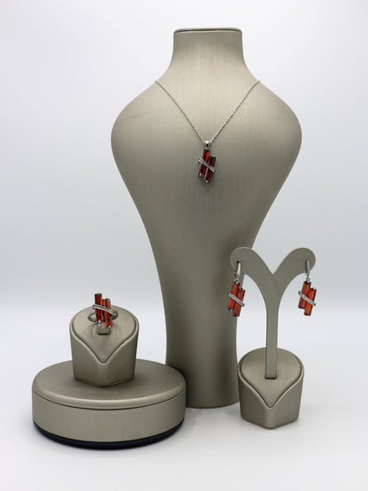 Ruby Elegance: Sterling Silver Jewelry Set