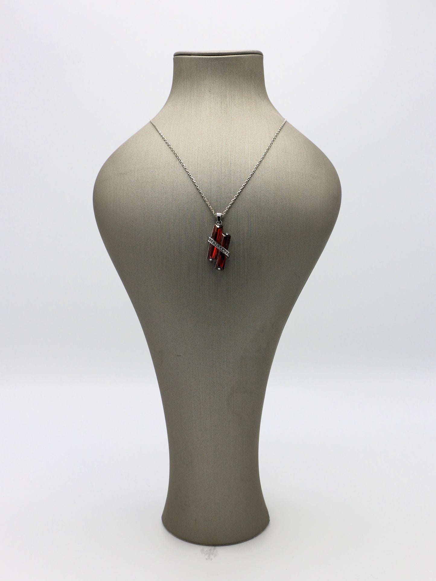 Ruby Elegance: Sterling Silver Jewelry Set