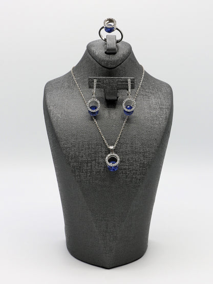 Sapphire Blue Silver Jewelry Set