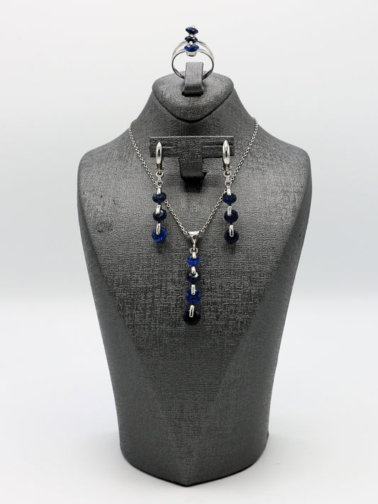 Midnight Sapphire Elegance: Sterling Silver Jewelry Set