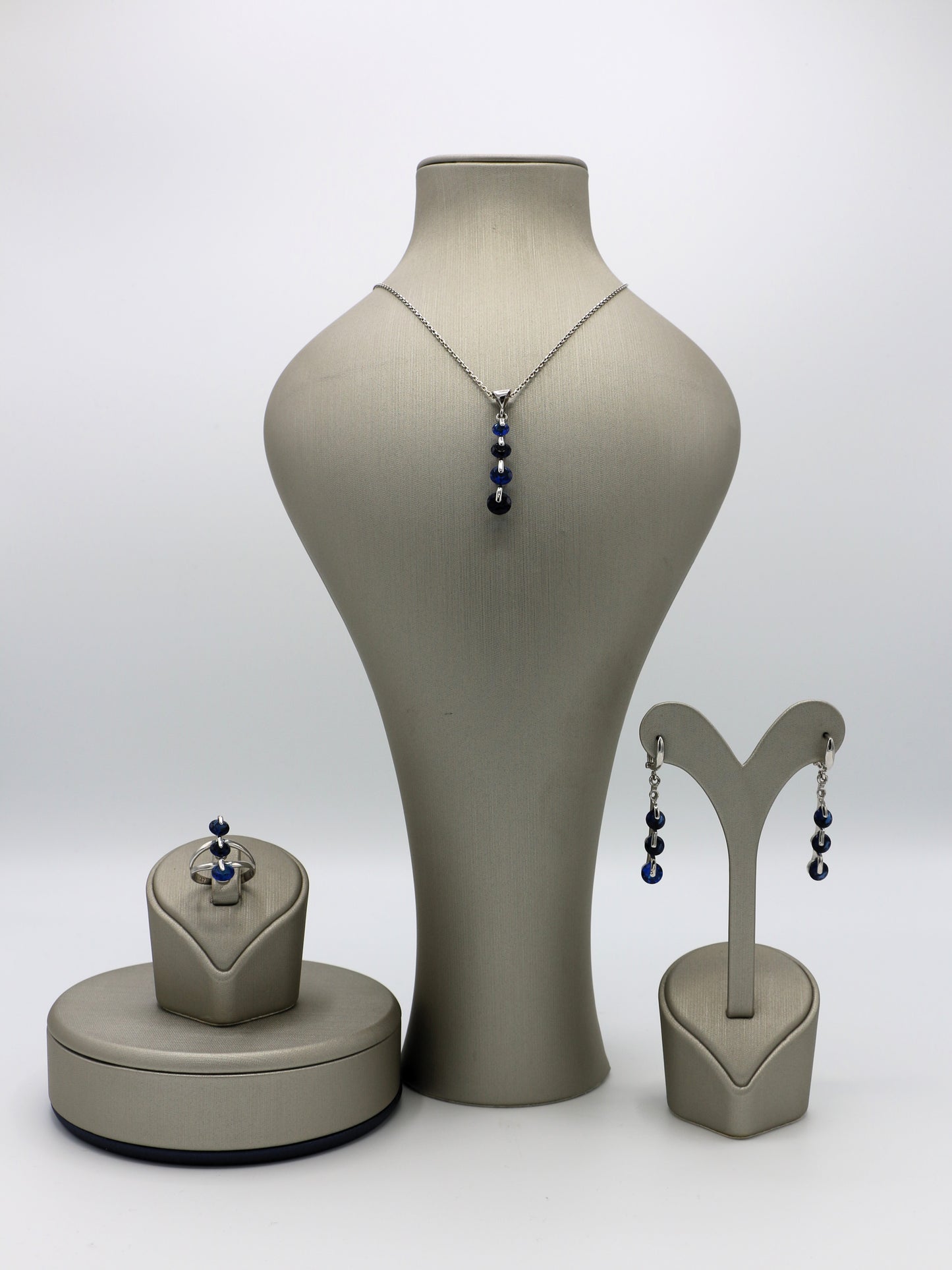 Midnight Sapphire Elegance: Sterling Silver Jewelry Set