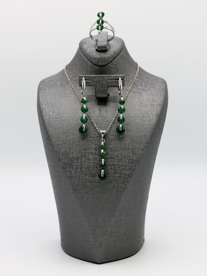 Emerald Elegance Drop Jewelry Set