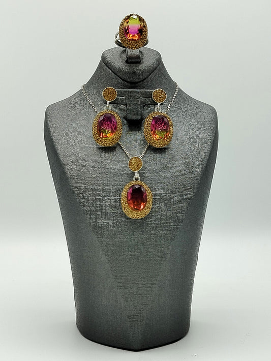 Gold-Plated Silver Zultanite Jewelry Set